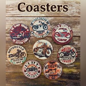 Hand Crafted Vintage Style Motorcycle Coaster Set